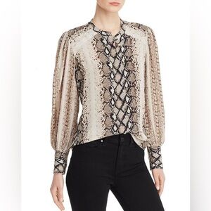 NWOT Joie Talin Snake Print Long Sleeve Blouse in Grey/White Size XS